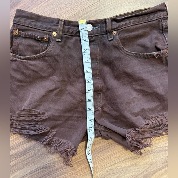 Vintage Y2K Levi's 501 Brown Distressed Jean Shorts Womens Sz 12 W32in Grunge - Picture 13 of 15